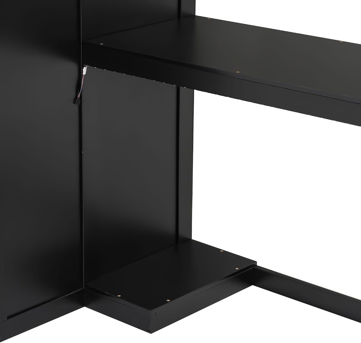 SOFTSEA Twin Size Gaming Loft Bed with Desk & Storage Stairs, Solid Wood Loft Bed with LED Lights, Wardrobe and Shelves, Space-Saving Gaming Bed for Kids Teens Adults, Black + Red