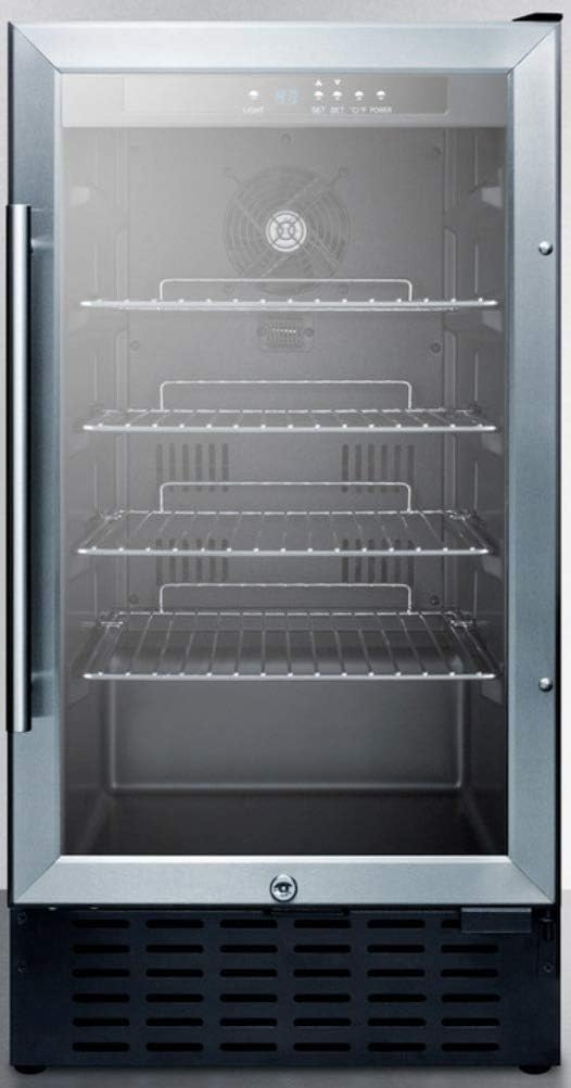 Summit 18' Beverage Center, 2.7 cu.ft. Capacity, ADA Compliant, Stainless Steel & Glass- SCR1841BADA