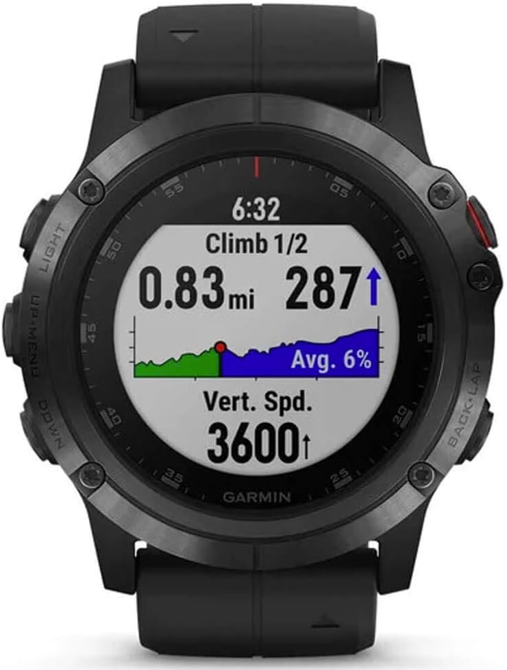 Garmin fenix 5X Plus, Ultimate Multisport GPS Smartwatch, Features Color Topo Maps and Pulse Ox, Heart Rate Monitoring, Music and Contactless Payment, Black with Black Band