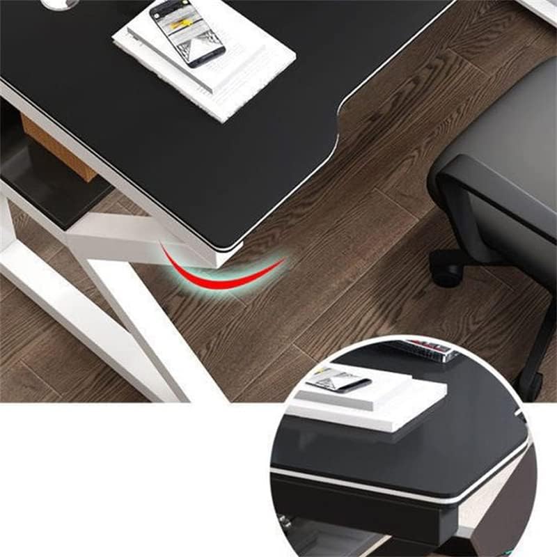 LAKIQ Small Space Manufactured Wood Computer Desktop Table with Storage Shelf K-Shaped Gaming Desk Rectangular Home Office Working Writing Table - Table Only(Black,31.5' L x 19.7' W x 29.5' H)