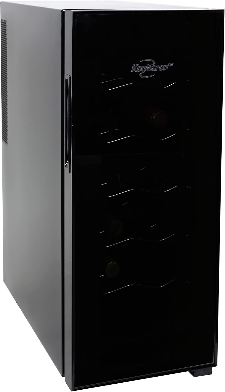 Koolatron Urban Series 12 Bottle Wine Cooler, Thermoelectric Wine Fridge, 1 cu. ft. Freestanding Wine Refrigerator for Home Bar, Small Kitchen, Apartment, Condo, Cottage, RV