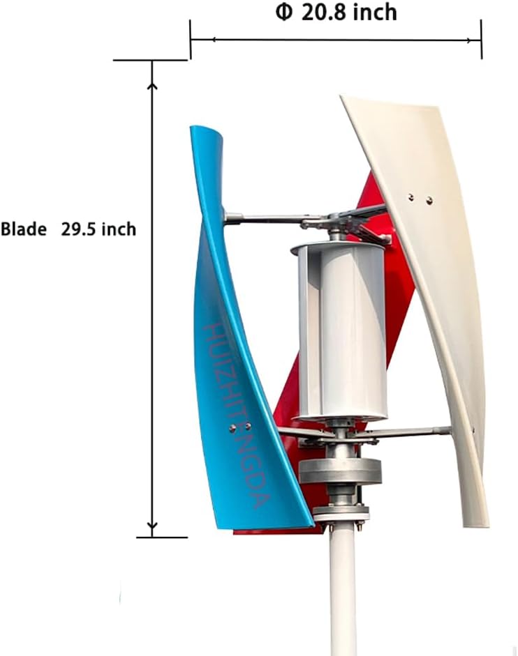 3000W 12V-220V No Noise Vertical Wind Power Turbine Generator,Portable Windmill Generator Suit for Home Marine Wind Turbine Generator Kit