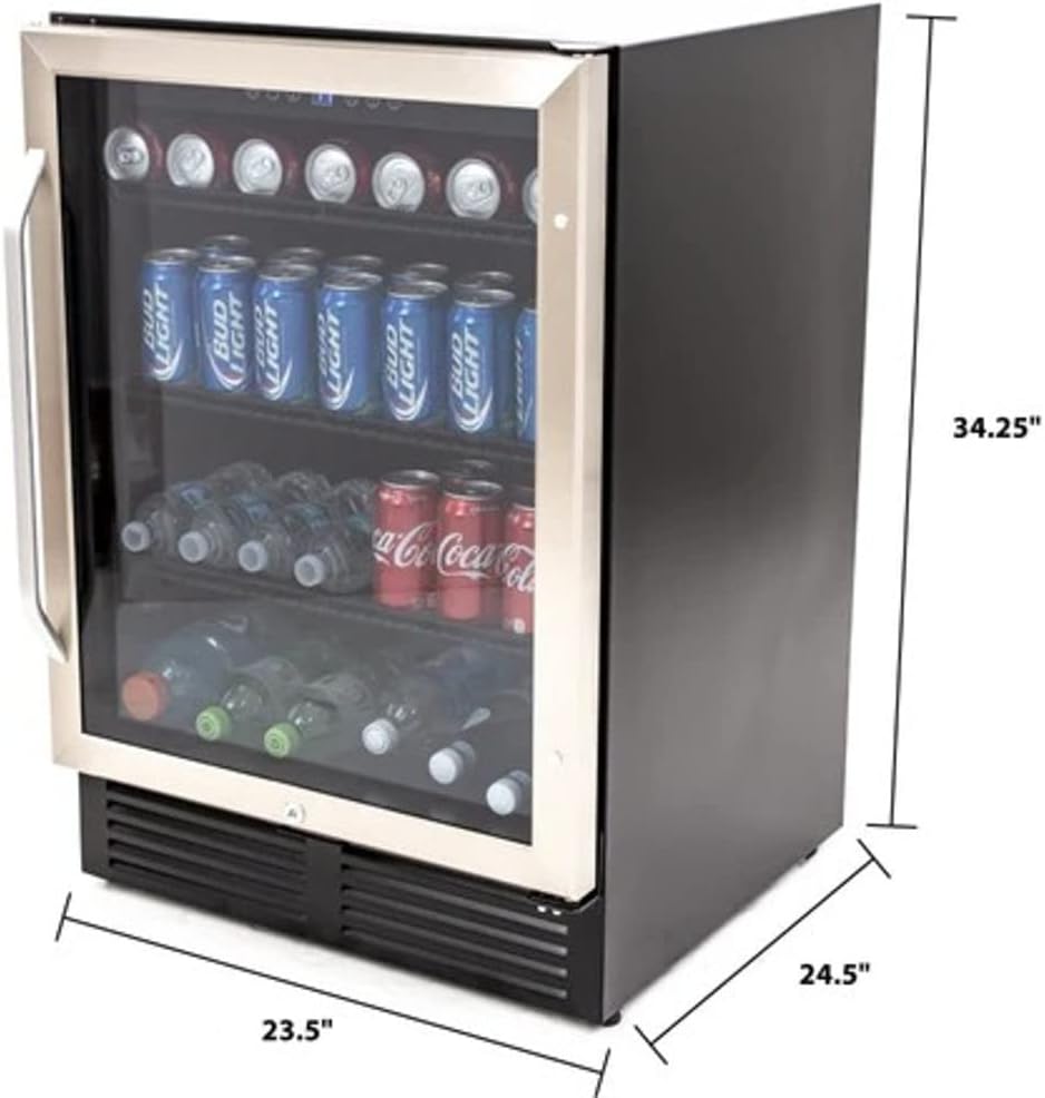 Avanti Beverage Refrigerator with Digital Temperature Control with Locking Door, Holds Up to 130 Cans and Bottles, Black