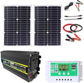 3000W/4000W Solar System Kit - 12V to 110V/220V Inverter, 50A Charge Controller, 50W Foldable Solar Panel, Home Grid Power Generator, Portable 800W Solar Solution