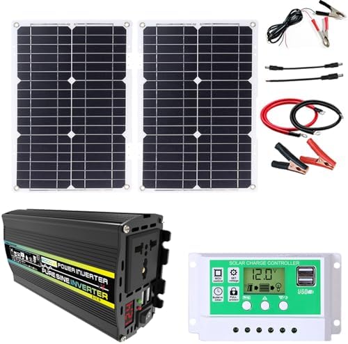 3000W/4000W Solar System Kit - 12V to 110V/220V Inverter, 50A Charge Controller, 50W Foldable Solar Panel, Home Grid Power Generator, Portable 800W Solar Solution