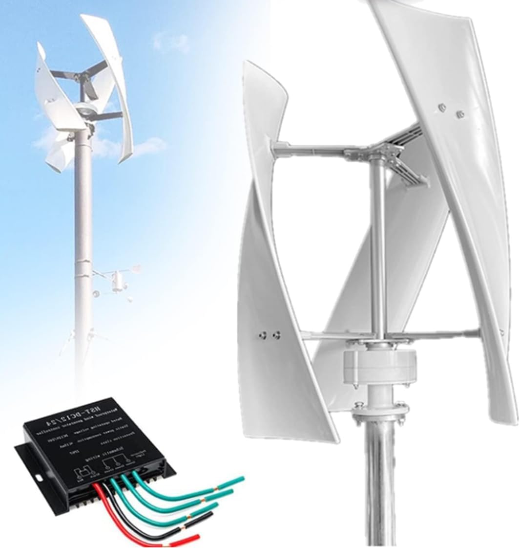 Wind Turbine, 12v 24v 48v 3000W/8000W noiseless Vertical Small Energy Wind Generator Home Portable Vertical Wind Turbine with MPPT Controller,3000W-24V
