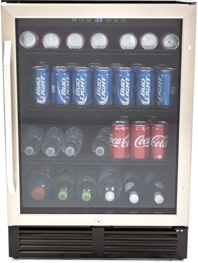 Avanti Beverage Refrigerator with Digital Temperature Control with Locking Door, Holds Up to 130 Cans and Bottles, Black