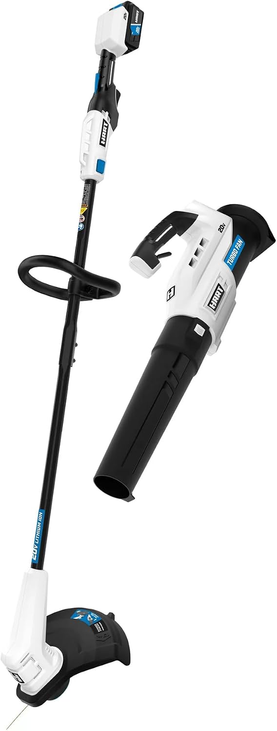 HART 20 Volt 13' Cordless Trimmer & Blower Combo Kit, Lightweight, Battery Powered Lawn Care Set