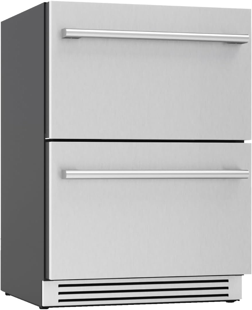 Zephyr 24' Presrv™ Dual Zone Refrigerator Freezer Drawers - Built In Fridge with Modes for Freezer, Fridge and Pantry, Convertible -7° – 65° F (each zone), LED Lighting, Soft Close, PRRFD24C2AS