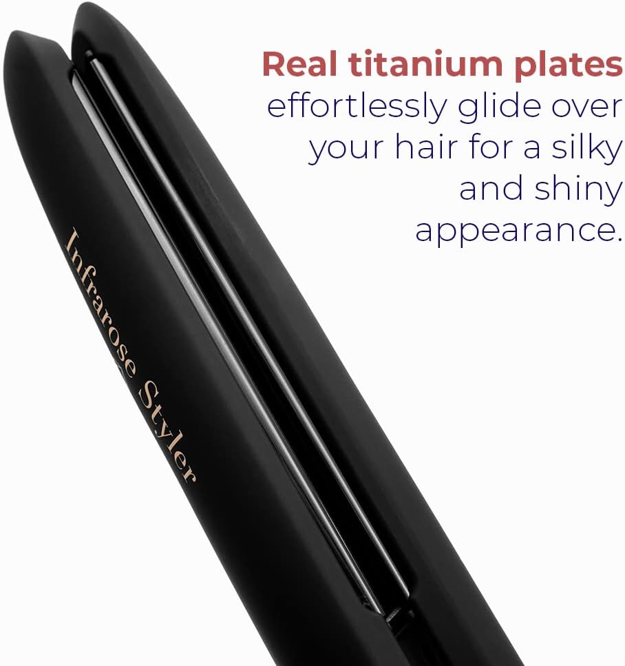 SRI Infrarose Titanium Styler – Professional Flat Iron with Floating Plates to Reduce Pulling – Hair Straightener for Curly, Damaged, Fine Hair, All Hair Types – Durable Design.