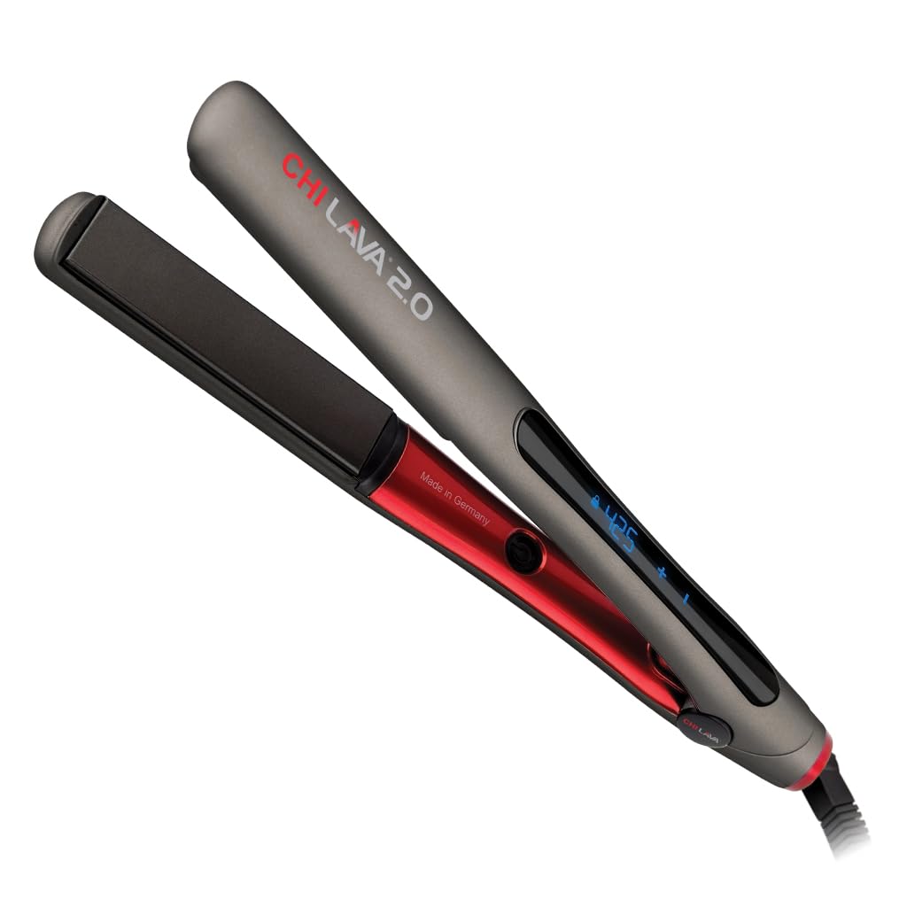 CHI Lava 2.0 Hairstyling Iron 1″ Flat Iron Hair Straightener, Volcanic Lava & Ceramic Plates for Smooth, Frizz‑Free Styling, Adjustable Digital Temp, 11 ft Cord, Professional Hair Tool