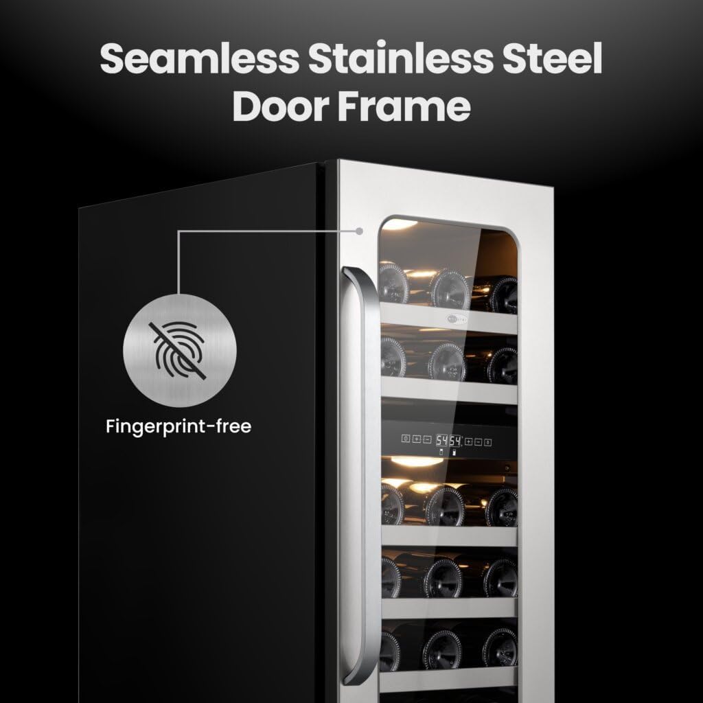 Whynter BSR-029DW 15 inch Built-ln 29 Bottle Undercounter Stainless Steel Wine Fridge with Reversible Door, Digital Control, Lock, and Carbon Filter