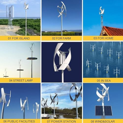 3000W Vertical Axis Wind Turbine Generator with MPPT Controller - Hybrid Wind Solar System for Boats, Street Lighting & 48V Power Generation