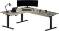 Progressive Desk Stand Up Height Adjustable Electric Standing Desk - L Shaped 60' x 72' Corner Computer Rising Workstation Table - Black Frame, Bright Beech Top