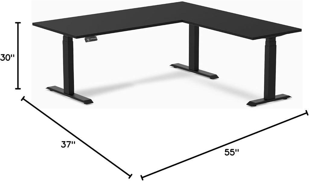 Desky Sigma L-Shape Gaming Desk - 70.9 Inch, Triple Motor Sit-Stand, Height Adjustable up to 49.2 inches, 440 lbs Capacity, 4 Memory Presets, Matte Black Frame