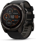 Garmin fēnix® 8 – 51 mm, Solar, Sapphire, Premium Multisport GPS Smartwatch, Long-Lasting Battery Life, Dive-Rated, Built-in LED Flashlight, Carbon Gray DLC Titanium with Pebble Gray Band (Renewed)