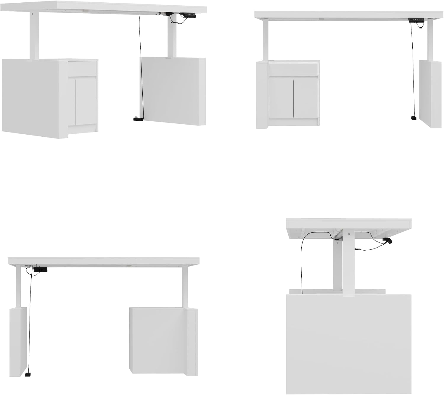70.9' W Height Adjustable Standing Desk with Drawers & Cabinet, Electric Stand up Desk with Storage, I Shaped Home Office Table Corner Computer Workstation, White (29.5'-44.1' H)