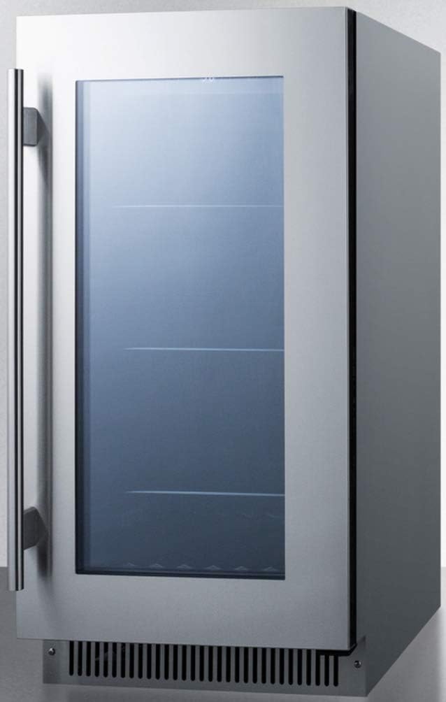 Summit Appliance CL181WBVCSS 18' Wide Built-in Beverage Center with Seamless Stainless Steel Trimmed Glass Door and Stainless Steel Wrapped Cabinet, Digital Thermostat, Automatic Defrost