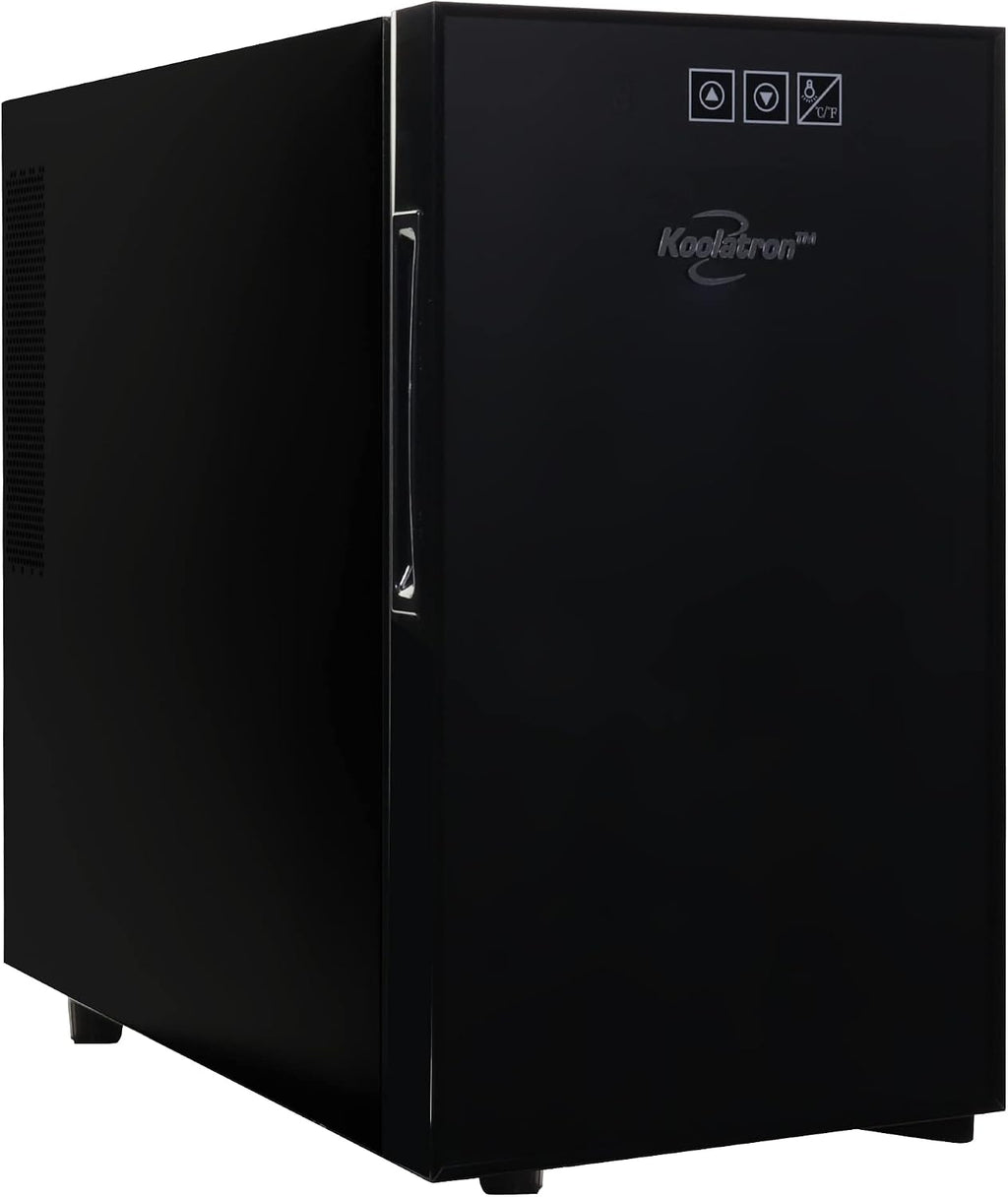 Koolatron 10 Bottle Wine Cooler, Black, Thermoelectric Wine Fridge, 1 cu. ft. Freestanding Wine Cellar, Red, White and Sparkling Wine Storage for Small Kitchen, Apartment, Condo, RV
