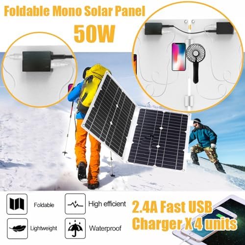 3000W/4000W Solar System Kit - 12V to 110V/220V Inverter, 50A Charge Controller, 50W Foldable Solar Panel, Home Grid Power Generator, Portable 800W Solar Solution