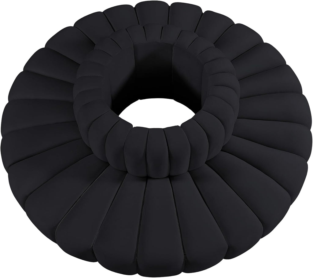 Meridian Furniture 103Black-S8D Arc Collection Modern | Contemporary Modular Sofa with Soft Black Velvet, Deep Channel Tufting, Modular Design, 90' W x 90' D x 30' H, Black