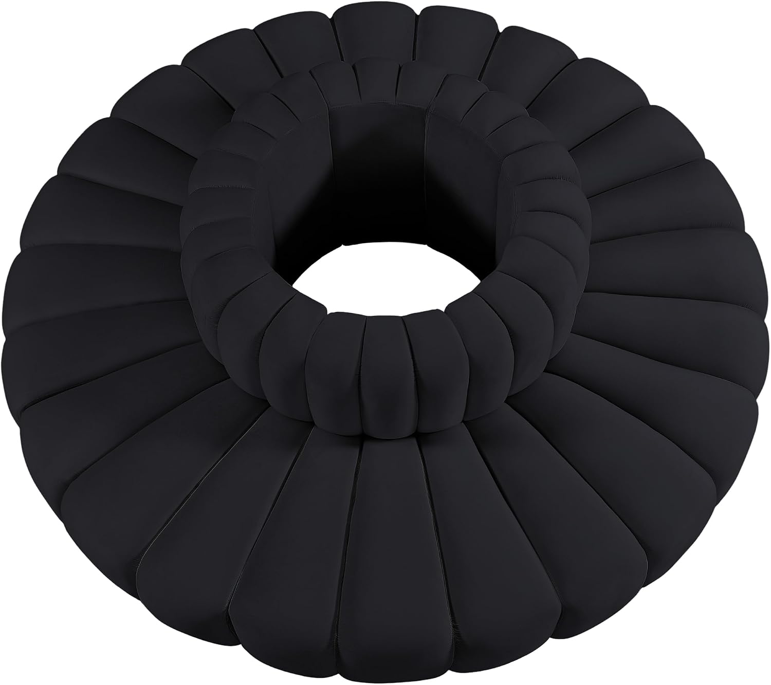 Meridian Furniture 103Black-S8D Arc Collection Modern | Contemporary Modular Sofa with Soft Black Velvet, Deep Channel Tufting, Modular Design, 90' W x 90' D x 30' H, Black