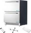 Albott 24 Inch Under Counter Drawer Fridge – Stainless Steel Beverage Refrigerator with Dual Drawers, LED Touch Control, Adjustable Storage, Frost-Free, Low Noise, 34-72℉, for Indoor or Outdoor Use