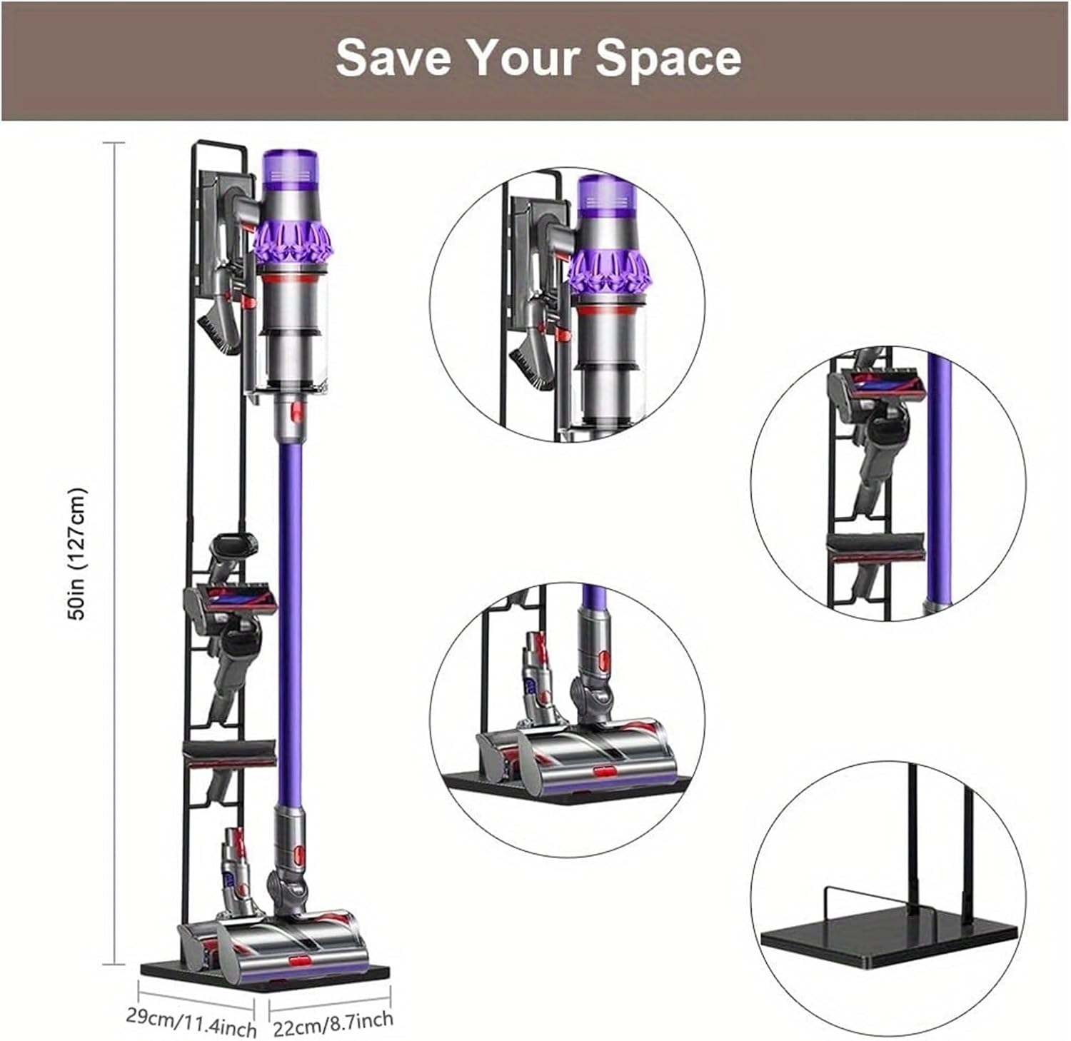 Sturdy Metal Stand Vacuum Cleaner Stand Handheld Storage Rack .Compatible for Dyson V6-V11. Cordless Vacuums Accessories(for Dyson White)