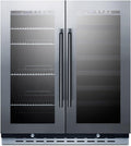 Summit 30' Wine Cellar/Beverage Center Combination Unit, 33 Bottle Capacity, 5.8 cu.ft. Capacity, Built-In Commercial Beverage Center, French Doors, Stainless Steel- SWBV3067B