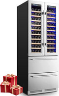 BODEGA BODEGACOOLER Wine and Beverage Refrigerator, 30 Inch 2 IN 1 Dual Zone Wine Cooler,Built-in or Freestanding Beverage Cooler, Soft LED Light Hold 120 Bottles and 234 Cans