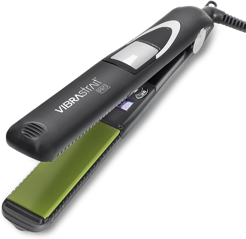 Vibrastrait Pro Vibrating Ceramic Tourmaline Ionic Flat Iron, 1-inch - Fast, Frizz-Free Ceramic Hair Straightener with Easy, Gentle Glide for Waves, Curls, Smooth Hair - Professional Styling Tools