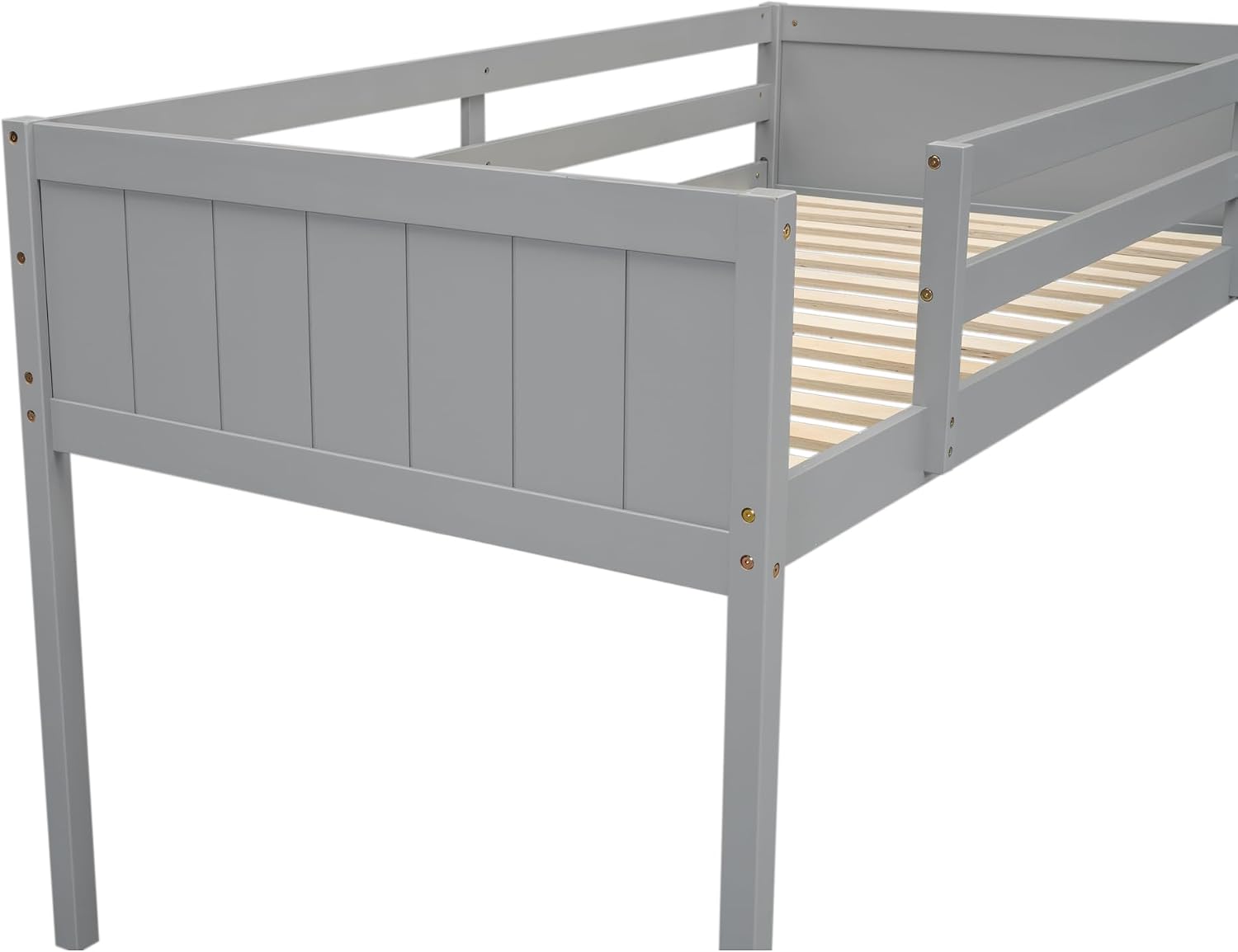 SOFTSEA Low Loft Bed with Ladder Juniors Loft Bed Frame with Under-Bed Storage