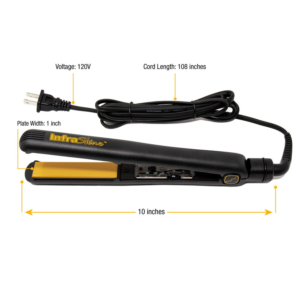 Original Medium Flat Iron, 1 inch, Black - Ceramic Floating Plates for Smooth, Shiny, Frizz-Free Hair - 1 Year Warranty, Made in Korea