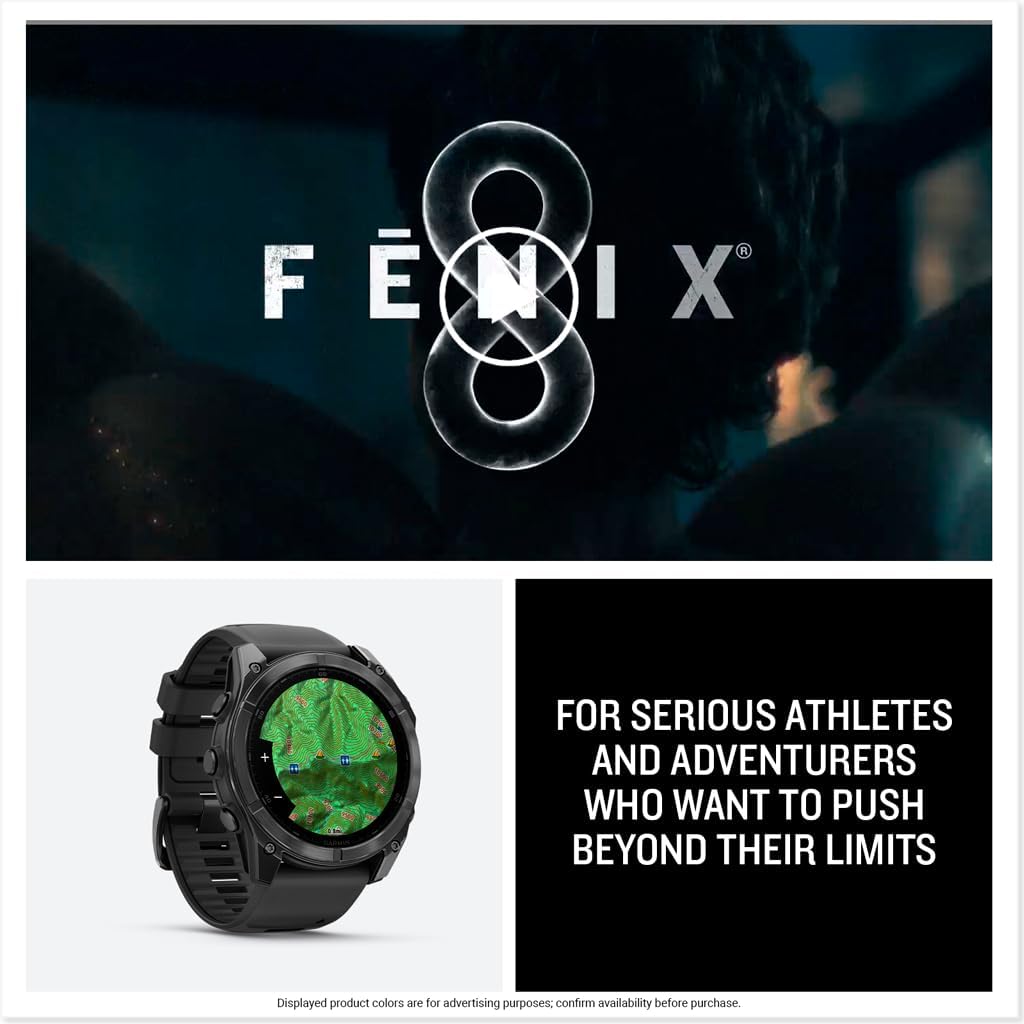 Garmin Fenix 8 Pro, 51mm, AMOLED Display, Premium Multisport GPS Smartwatch, inReach Technology for Emergency Survival, Health Tracking | Slate Gray/Black with Signature Series Modern Power Stand