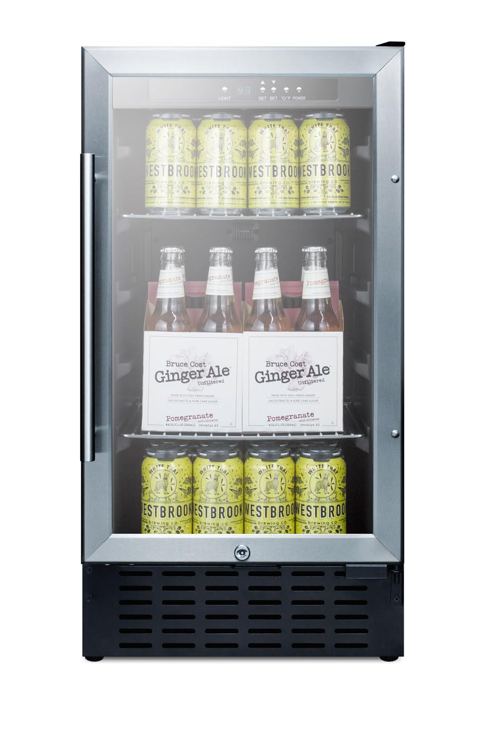 Summit 18' Built In Beverage Center, 2.7 cu.ft. Capacity, Stainless Steel & Glass- SCR1841B