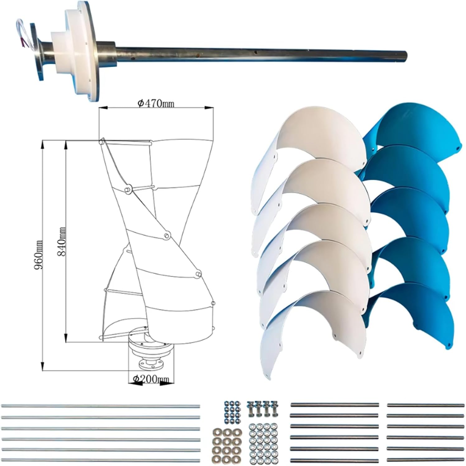 3000 Watt Wind Turbine Generator Kit, Free Energy Windmill Generator, 12V 24V 48V Waterproof Generator W/Controller for Outdoor Garden Streetlight