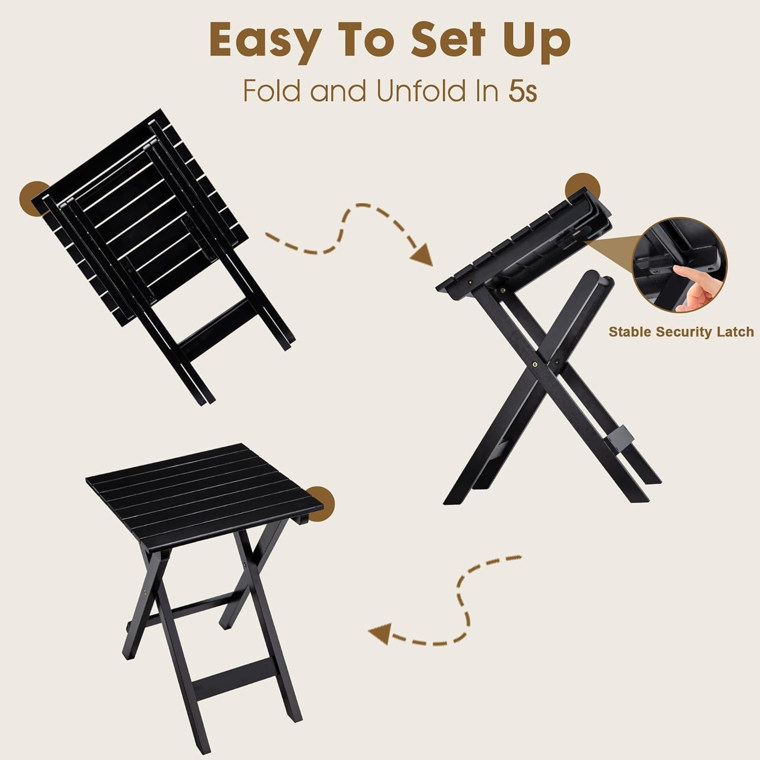Wooden Rocking Chair Set - 2 Wooden Porch Rockers With Outdoor Side Table, Perfect for Indoor or Outdoor, All Weather Rocker for Garden, Lawn, Balcony, Backyard, Patio (Black)