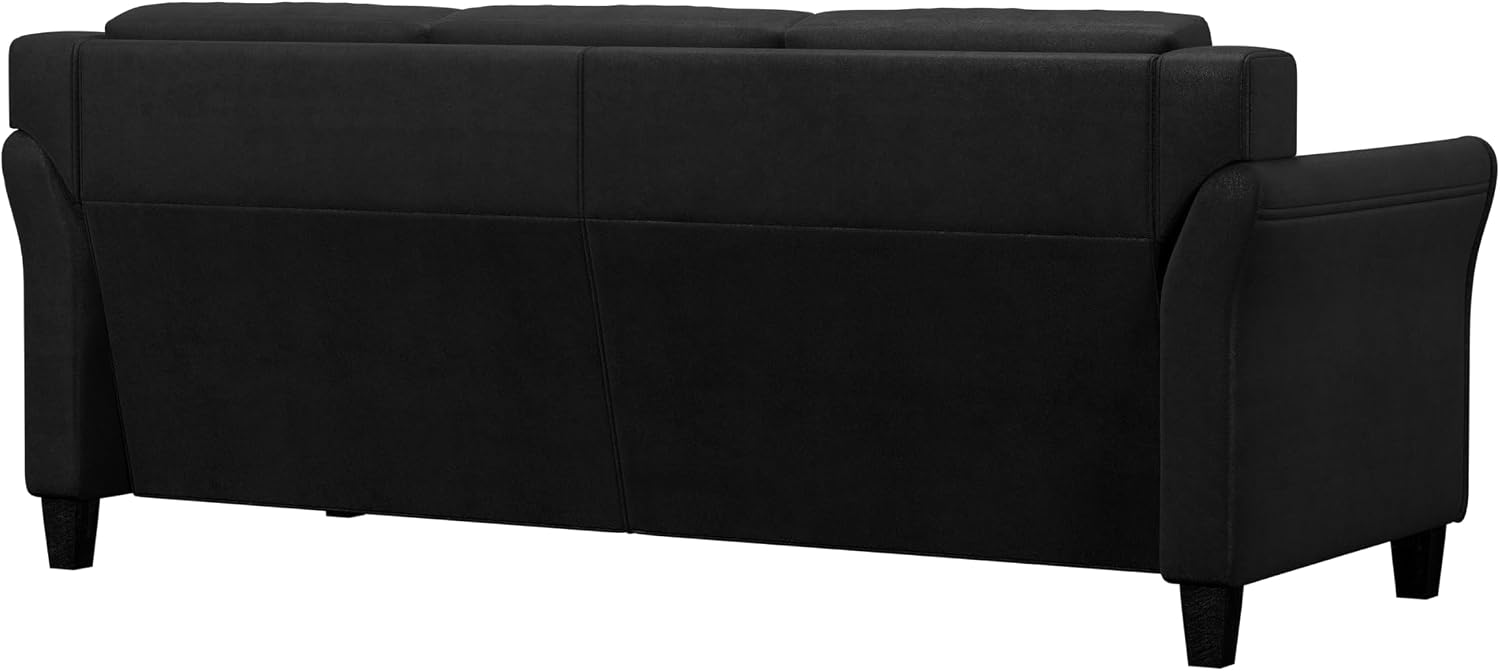 Studio Living Harrington 80.3' Sofa, Transitional Modern, Pocket Coil Comfort, Easy Assembly, Microfiber Fabric, Black