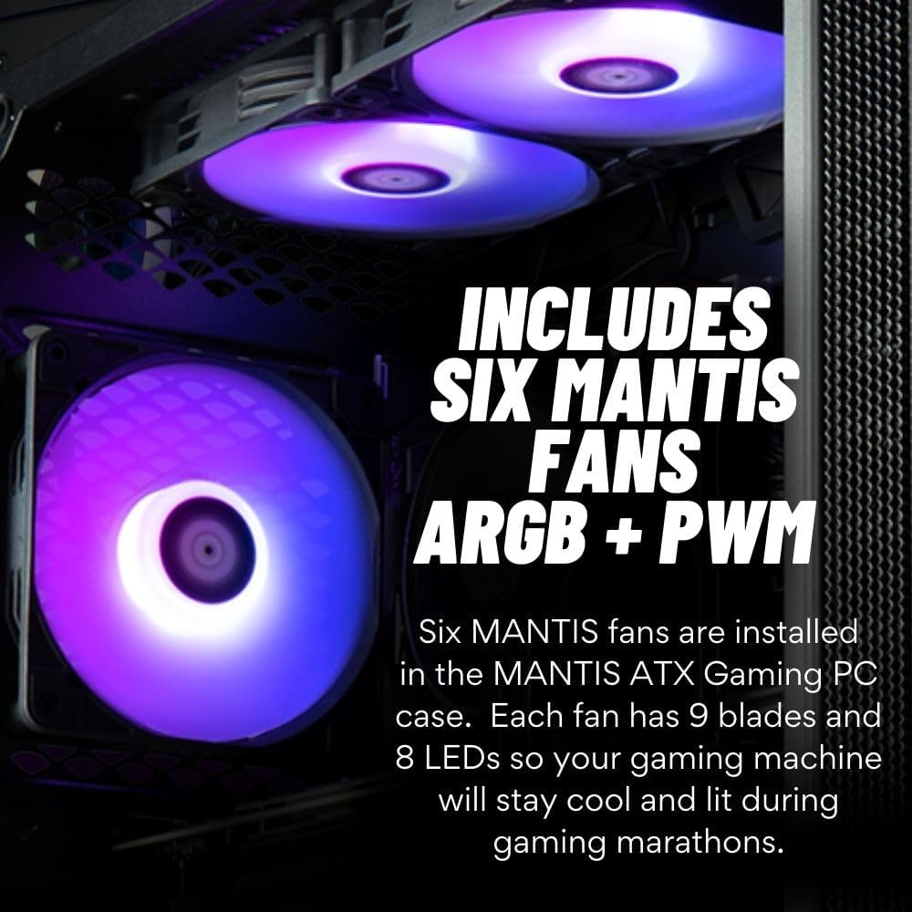 Mantis V2 - RTX 5070, AMD Ryzen 7 9700F Processor, 32GB DDR5 RAM, 1TB NVMe Gen4 SSD, Gaming Desktop PC, WiFi 7 + BT, RGB Gamer Keyboard+Mouse, 3X DP, HDMI, Windows 11 Pro - Best Prebuilt Computer