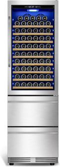 Tylza Wine and Beverage Refrigerator, 24'' Dual Zone Wine Fridge with Dual Drawers, Holds 160 Cans and 120 Bottles, Reversible Door, Built-In or Freestanding, Beverage Fridge for Home or Commercial