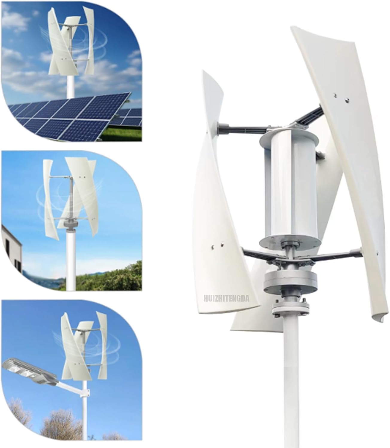 Wind Turbine Generator, 3000W 12V 24V 48V 220V Portable Vertical Helix Wind Power Turbine Kit with Charge Controller Suitable for Outdoor Courtyard Use,12v