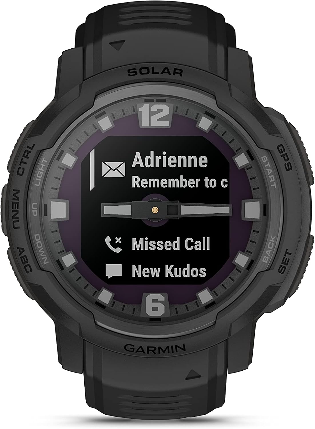 Garmin Instinct Crossover Solar Tactical, Rugged Hybrid Multisport GPS Smartwatch, Graphite | Heart Rate Monitor, Analog Hands, Digital Display, Up to 28 Day Battery Life w/Signature Charging Bundle