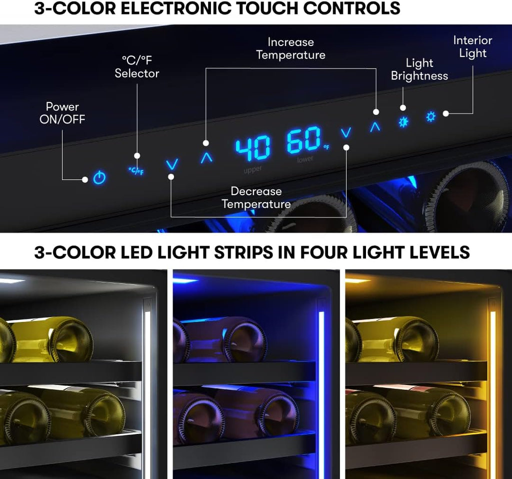 Zephyr Presrv 24 Inch Wine Fridge Dual Zone Panel Ready Under Counter - Wine Cooler Cellars Small Cabinet Wine Refrigerator Home Bar Chiller Freestanding ENERGY Star certified, 45 Bottles