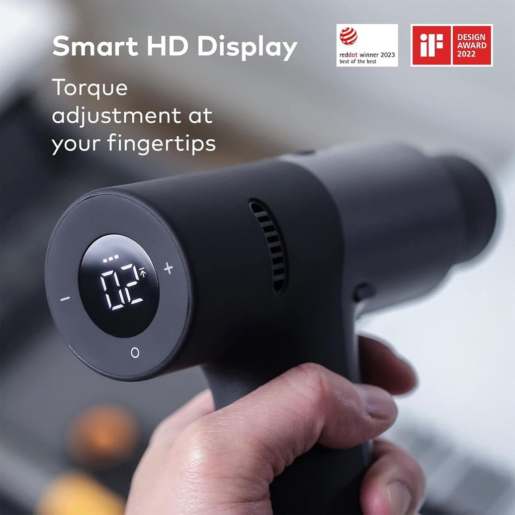 HOTO Cordless Brushless Drill Tool Set, Variable Speed, Hidden Buckle, Unique LED Screen, Intelligent Digital Display, Exquisite & Practical, High-end Drill Kit for Home/Daily Use