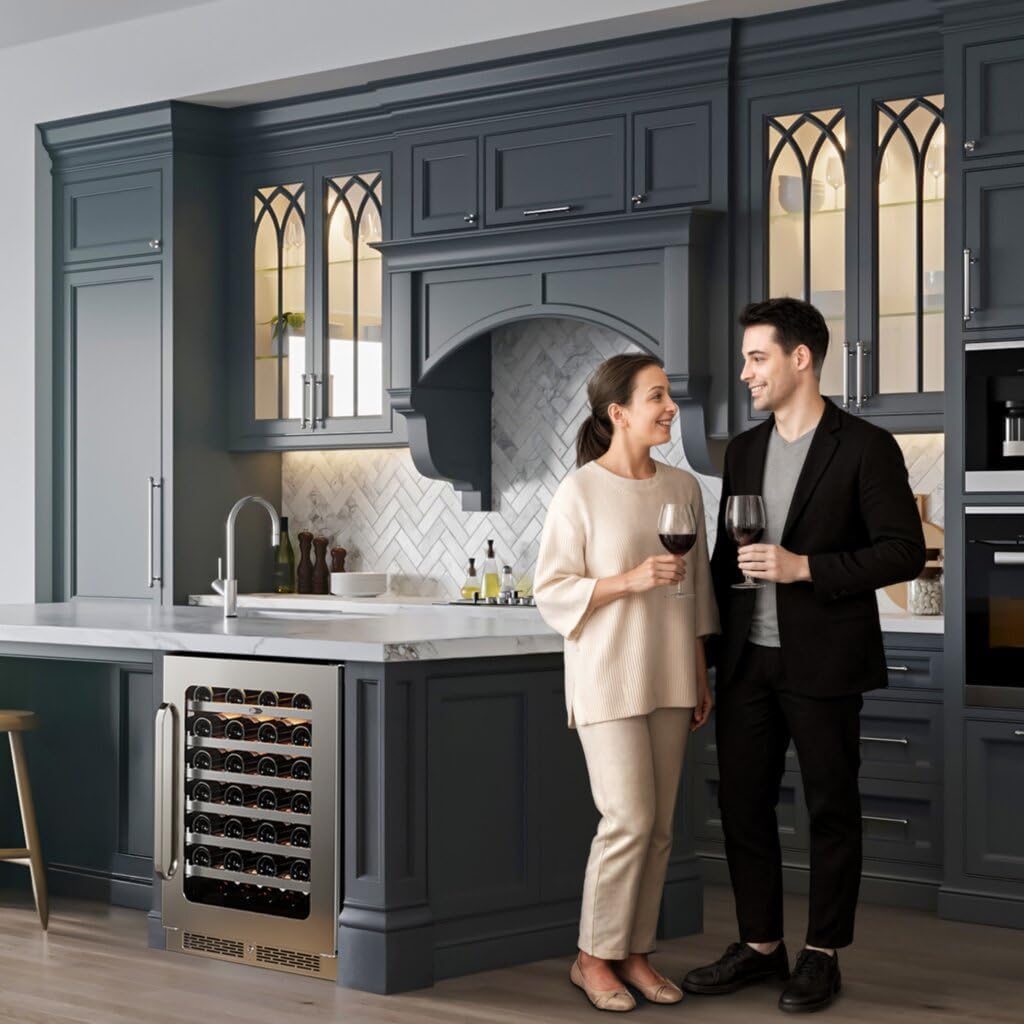 Whynter BSR-054SW 24 inch Built-ln 54 Bottle Undercounter Stainless Steel Wine Fridge with Reversible Door, Digital Control, Lock, and Carbon Filter