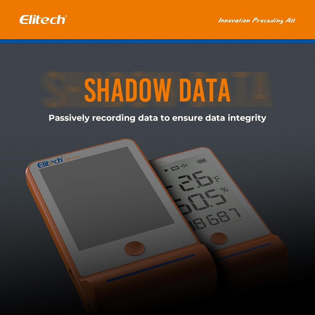 Elitech 100Pack Bluetooth Thermometer Data Logger Temperature for Refrigerator with Shadow Data 100000 Point Export PDF/CSV Report, Pharmacy Vaccine DDL Certificate, MAX MIN with Dual Probe GSP-6G-TDE