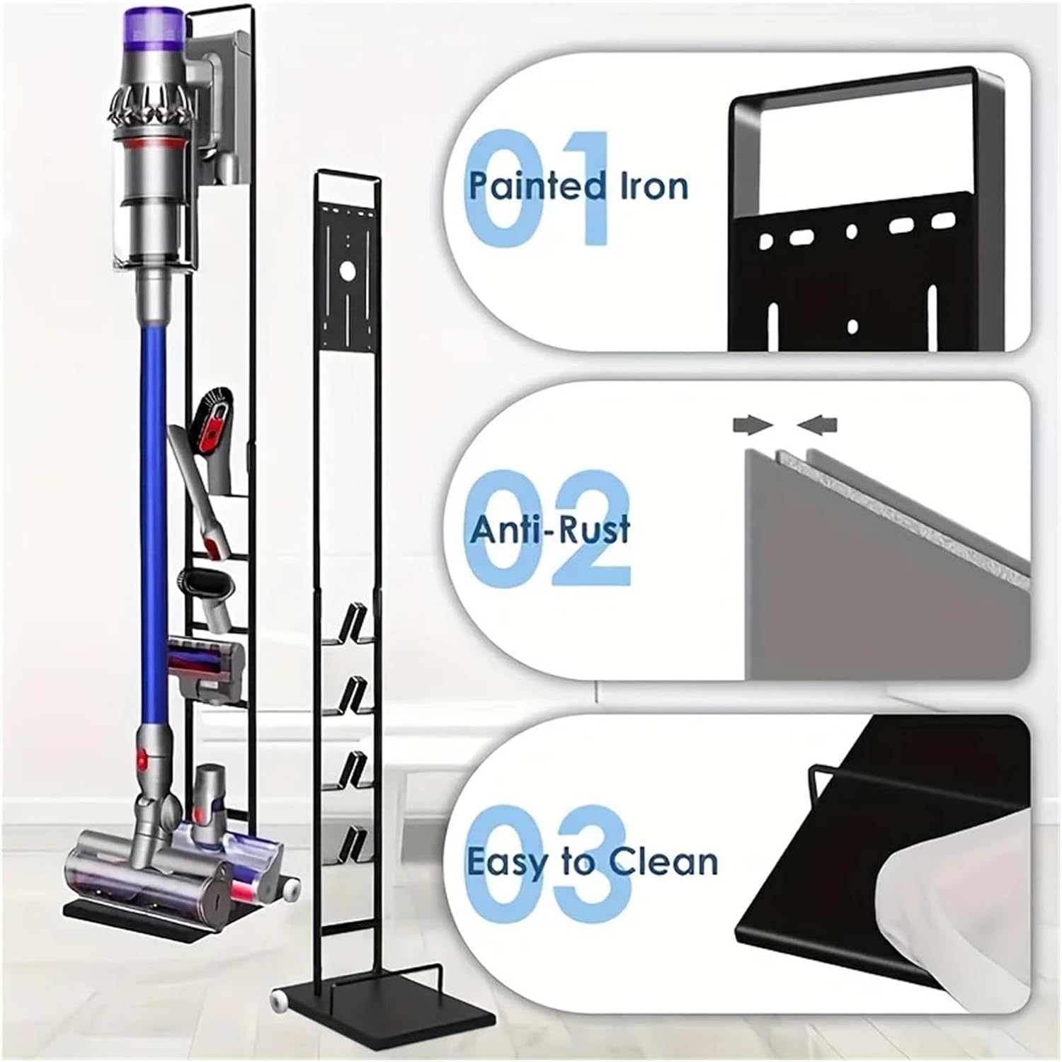 Heavy Base Metal Vacuum Stand Holder compatible with Dyson V15 / V11 / V10 / V8 / V7 / V6 - Vacuum Bracket Stand