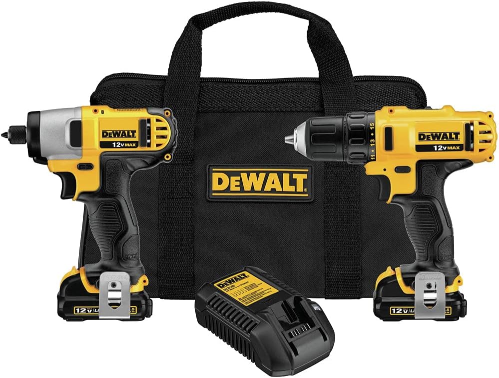 DEWALT 12V MAX Impact Driver and Drill Combo Kit with Battery and Charger Included (DCK211S2)