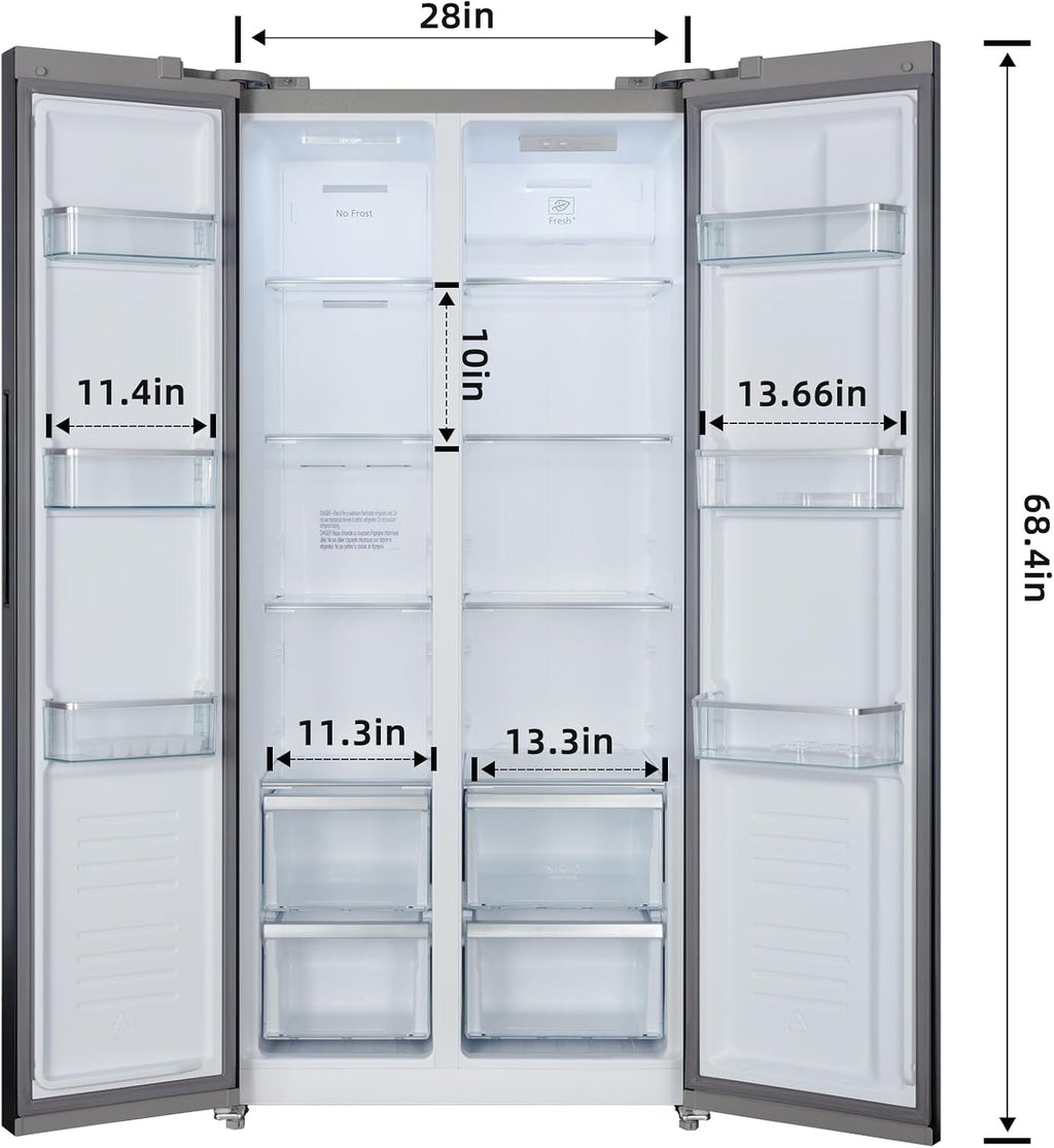 Iceblue 15.6 Cu.Ft. Side-by-side Refrigerators, 33' Full Size Refrigerator, Zoning Temperature Control Beverage Refrigerator with Freezer, Frost Free Beverage Fridge - Black Stainless Steel