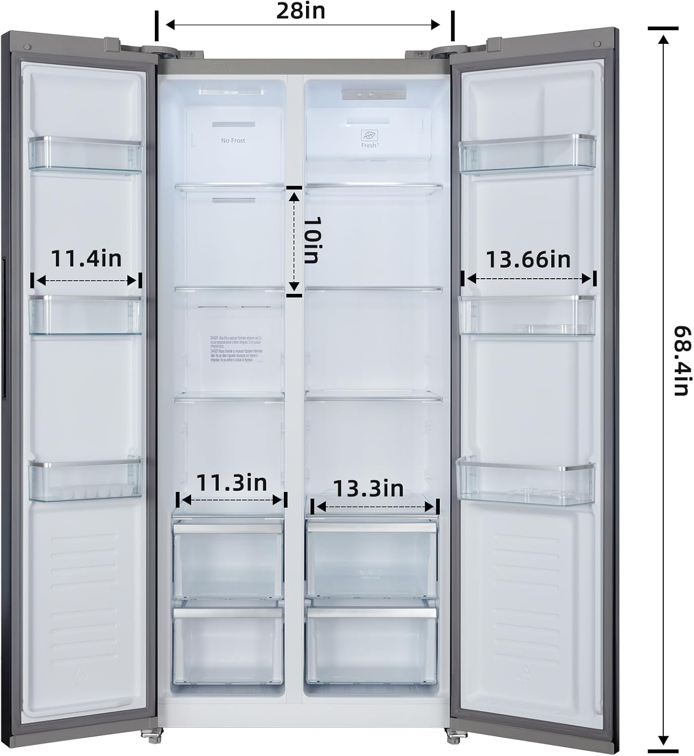 Iceblue 15.6 Cu.Ft. Side-by-side Refrigerators, 33' Full Size Refrigerator, Zoning Temperature Control Beverage Refrigerator with Freezer, Frost Free Beverage Fridge - Black Stainless Steel